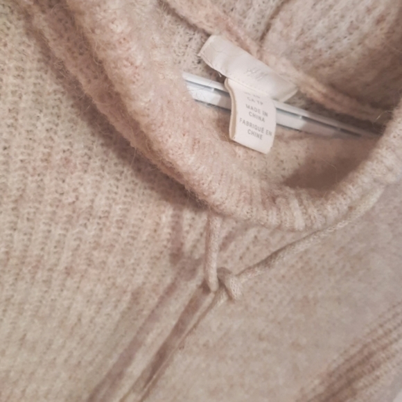 H&M xs beige melange rib knit hoodie - Picture 3 of 4